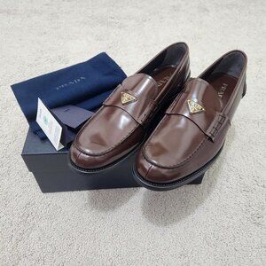 Prada Brushed Leather Loafers 2DB223 Radica Brown – Men’s UK 12